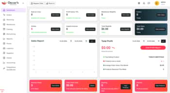 CRM pentru servicii de depozitare cu stocuri, prețuri, notificări și foi de parcurs